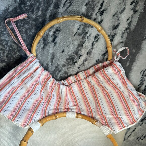 Columbia Woven Bag with Bamboo Circle Handles and Drawstring Inner Lining - Picture 6 of 12